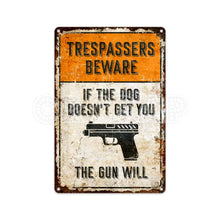 Warning Sign, Trespassers Beware, Home Sign, Entryway Sign, Metal Sign, Rustic Home Décor, Gifts