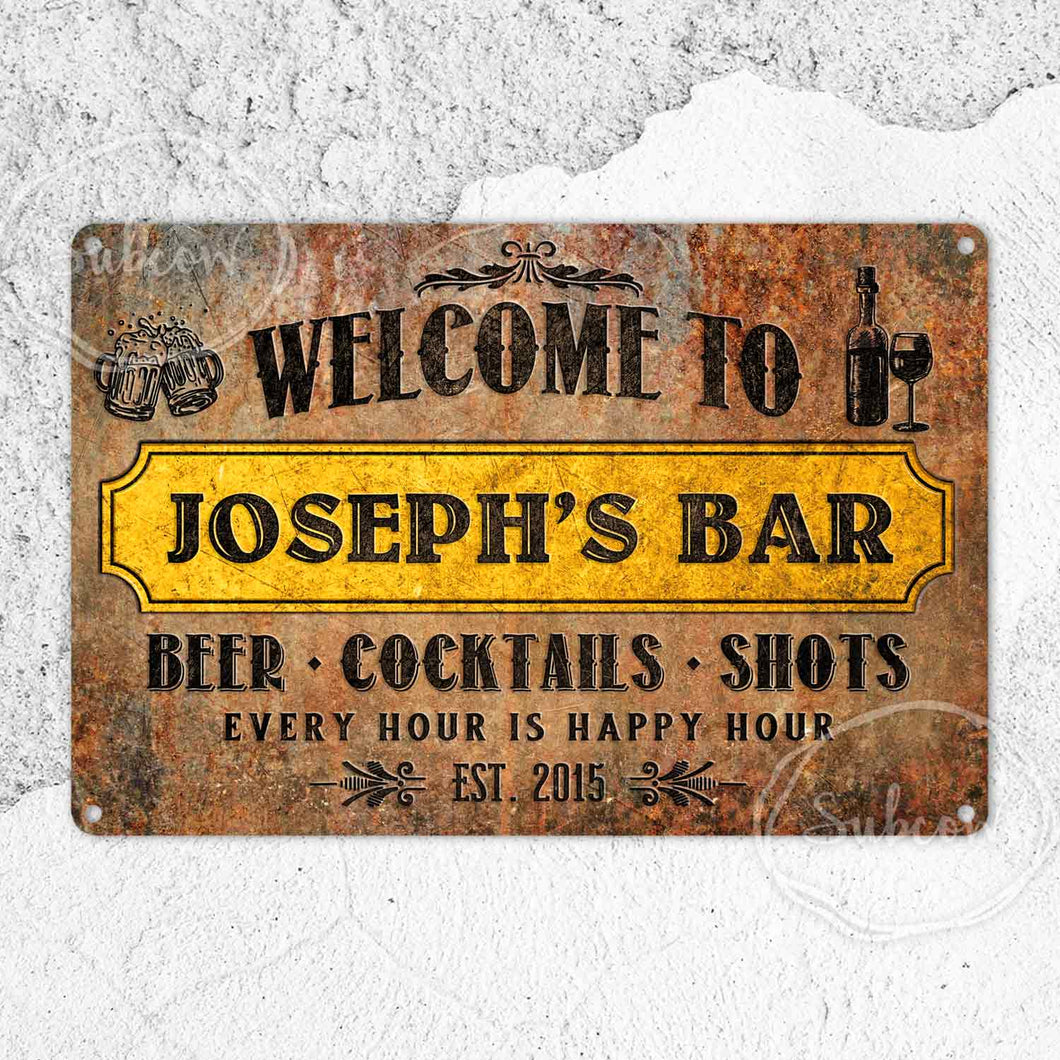 Bar Metal Sign, Welcome Sign, Lounge Sign, Pub Sign, Garage, Personalised Gifts, Rustic Home Decor