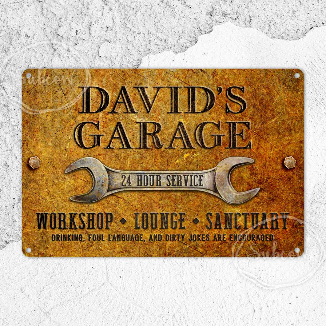 Custom Metal Sign, Garage Sign, Lounge Sign, Workshop, Sanctuary, Rustic Home Décor, Personalised Gifts