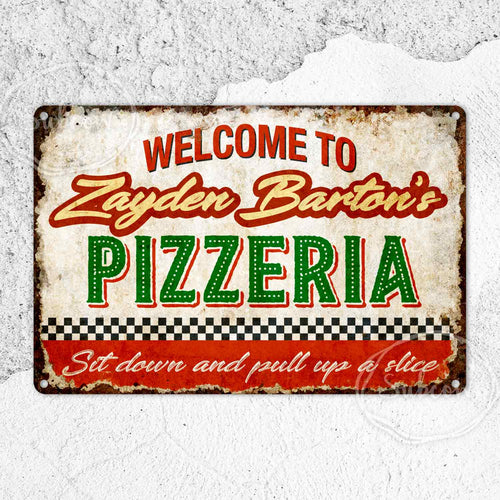 Pizzeria Sign, Welcome Sign, Restaurant Sign, Metal Sign, Home Decor, Personalised Gifts