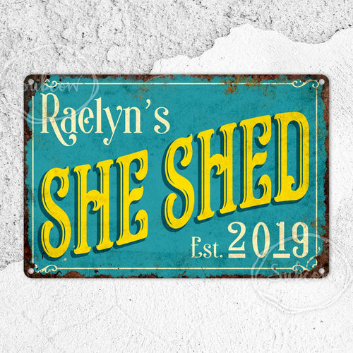 She Shed Metal Sign, Girls Room Décor, Personalised Gifts, Rustic Home Décor, Gifts for her
