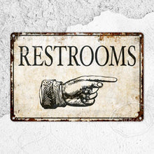 Restroom Metal Sign, Washroom Signs, Bathroom Decor, Directional Signs, Gifts, Rustic Home Décor
