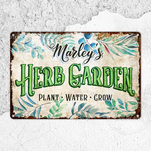 Herb Garden Metal Sign, Backyard Signs, Outdoor Sign, Rustic Home Décor, Personalised Gifts