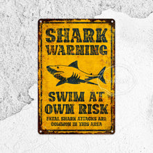 Warning Metal Sign, Danger Sign, Shark Zone, Pool Signs, Beach Sign, Metal Sign, Gifts, Rustic Home Décor