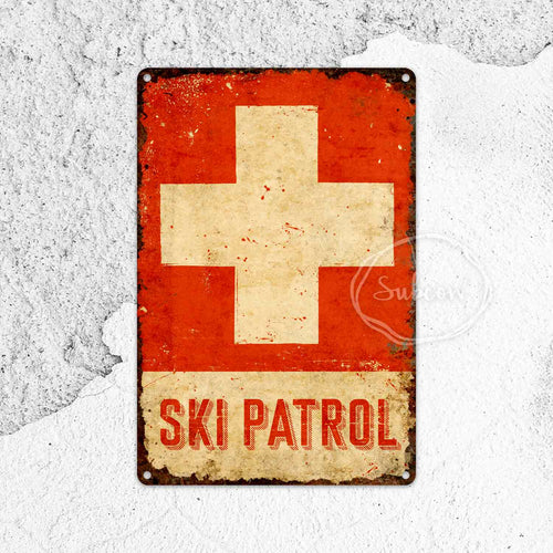 Warning Sign, Ski Decor, Ski Patrol, Ambulance, Metal Sign, Rustic Home Décor, Gifts