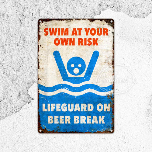 Warning Sign, Swimming Pool Metal Sign, Hot Tub Sign, Spa, Bathroom Decor, Gifts, Rustic Home Décor